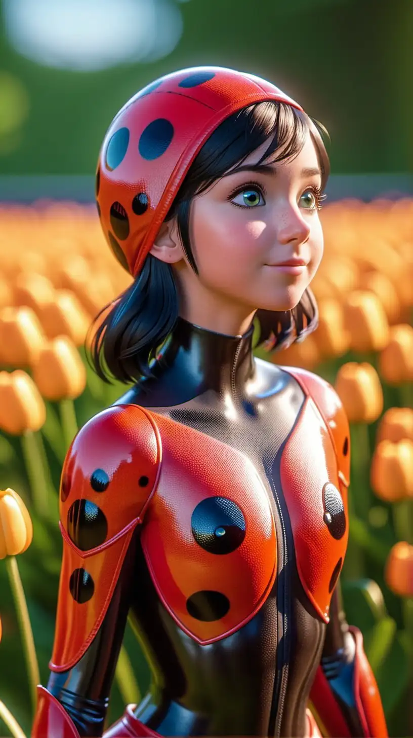 A DSLR photo of a photorealistic version of ladybug from miraculous