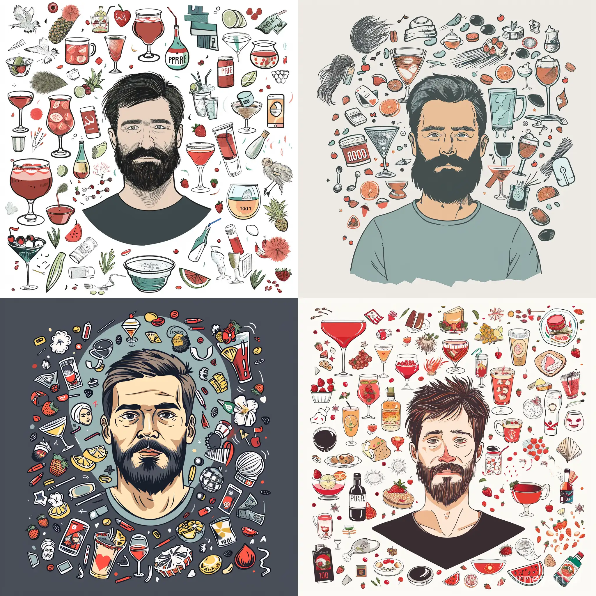 Russianthemed-Avatar-Bearded-Man-Amidst-Cultural-Symbols-Cocktails-and-Divorce