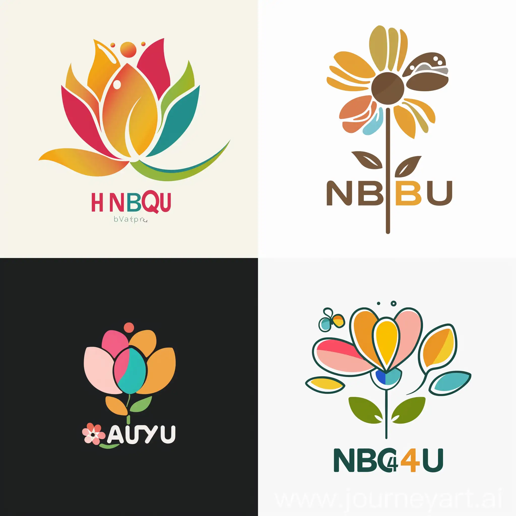 a Combination Mark Logo of a flower with text Beauty4U, simple, NBC logo