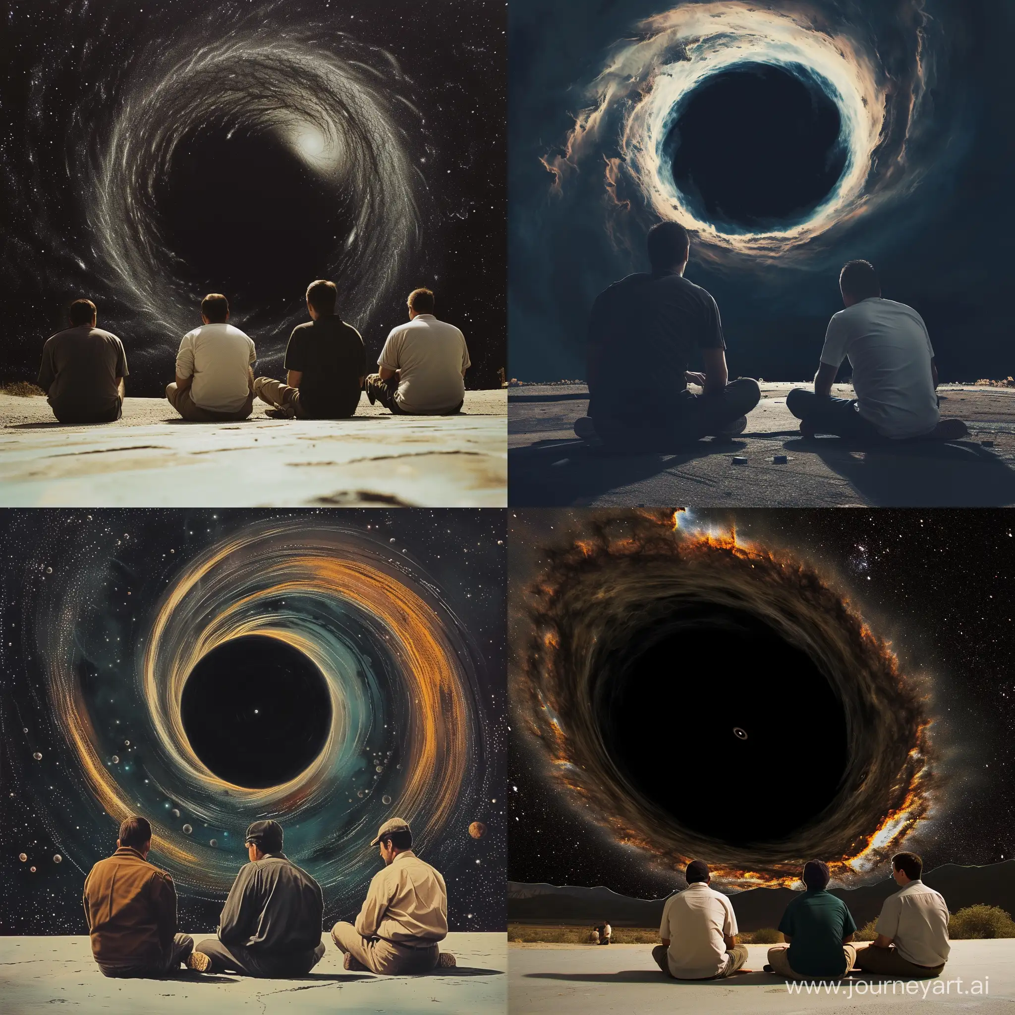 Contemplative-Men-Admiring-a-Giant-Black-Hole