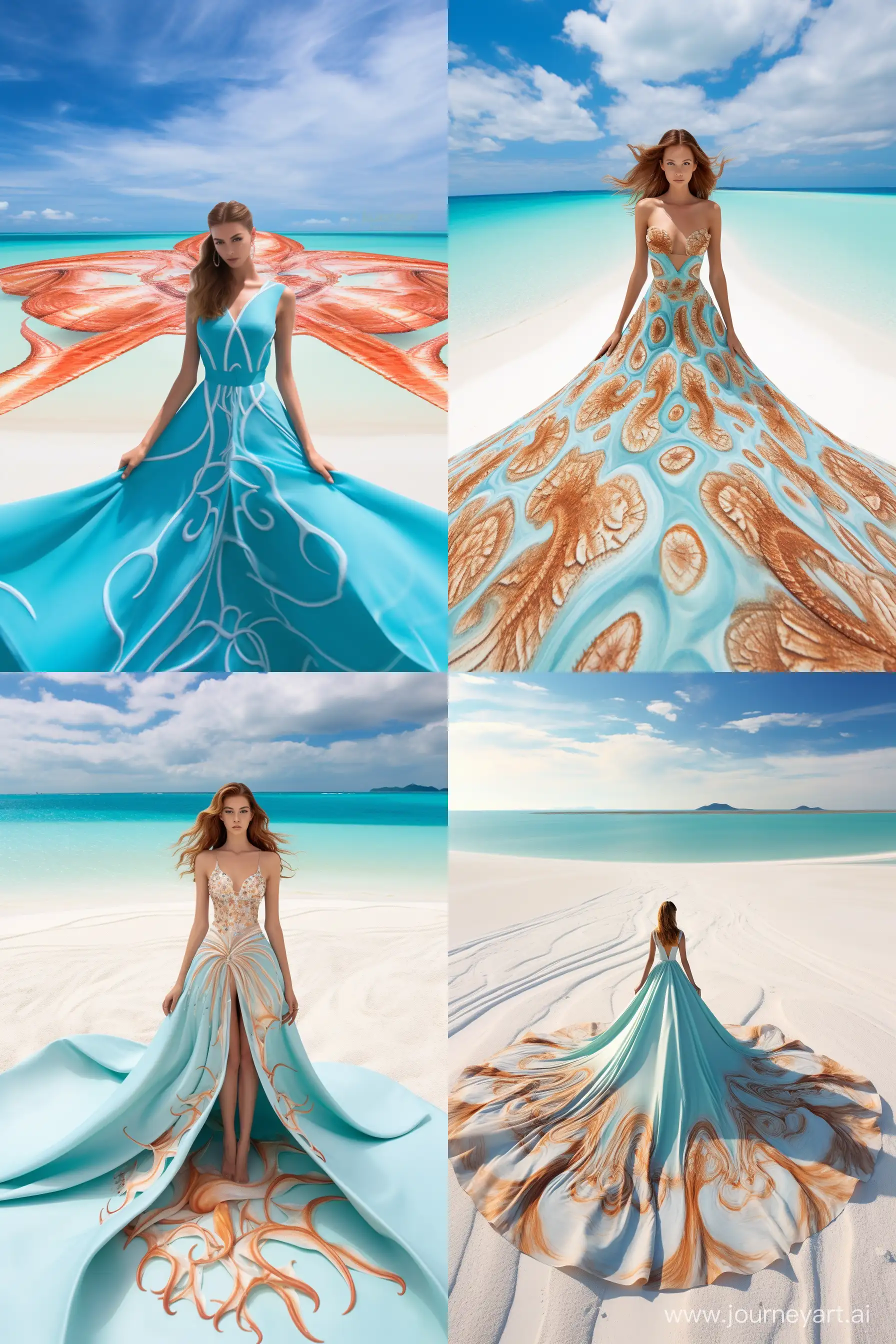 High-Fashion-Octopus-Dress-Photoshoot-on-Tropical-Beach-at-Sunset
