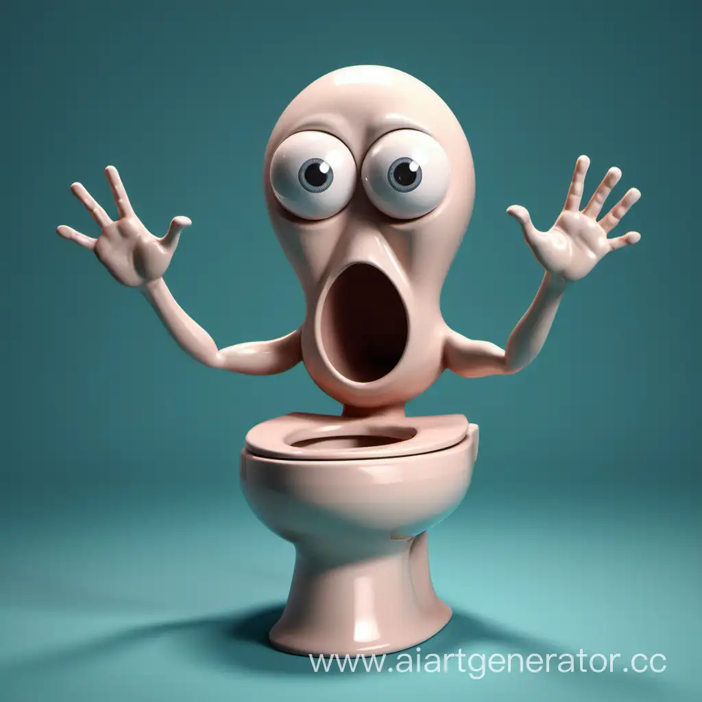 Surreal-ToiletHeaded-Character-with-Multiple-Hands-and-Bulging-Eyes