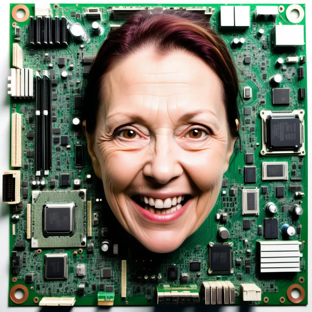 Re programmimng a 45 + year old womans mind toachieve success and happiness in her later half of life includ a picture of a motherboard