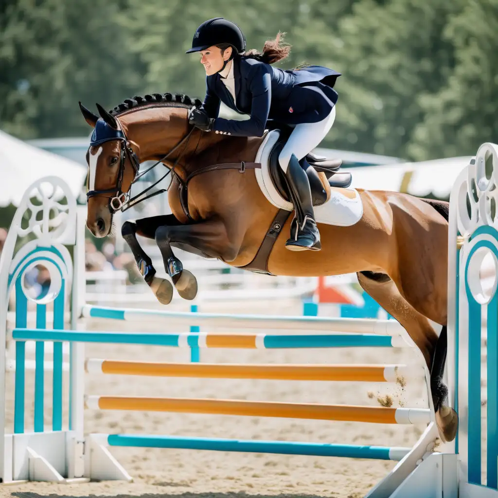 Dynamic Equestrian Jumping Competition Graceful Horses in Action