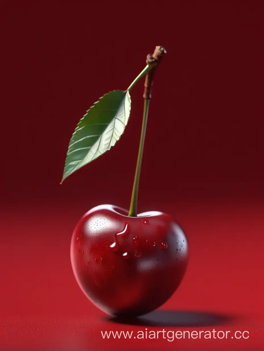 Vibrant-Realistic-Red-Cherry-CloseUp-on-Red-Background