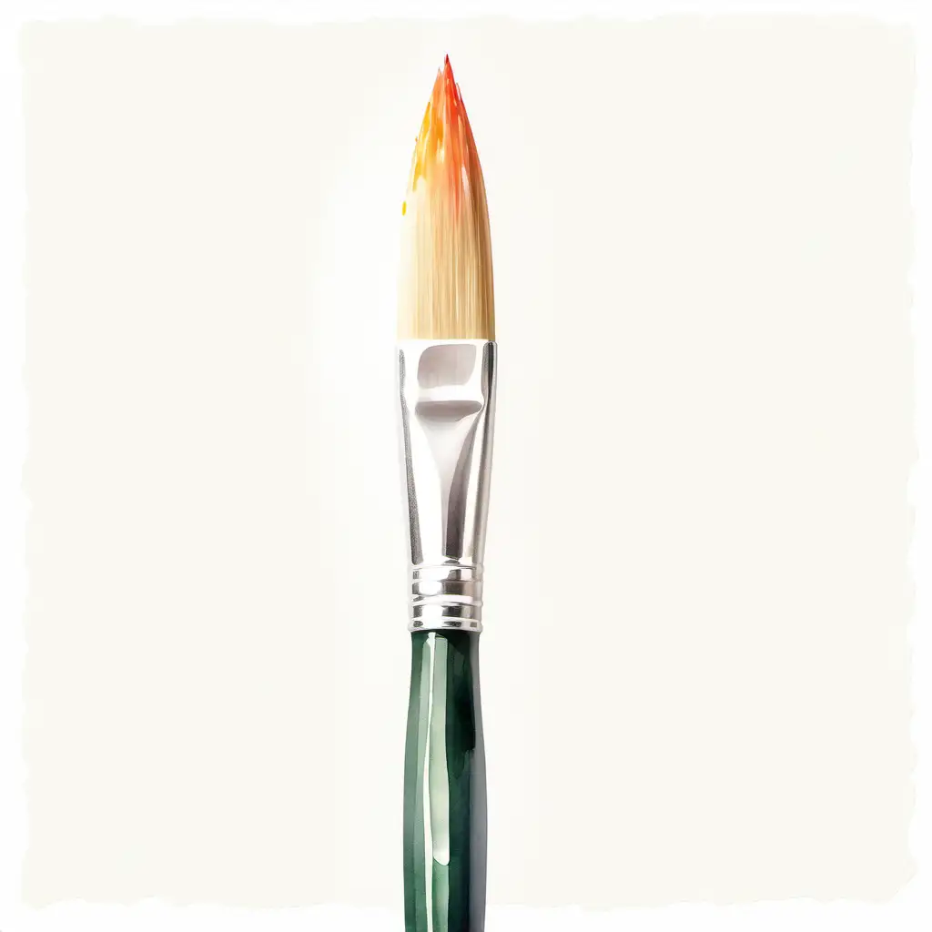 watercolor styled single light colored paintbrush with white background. I only want one paintbrush in the picture
