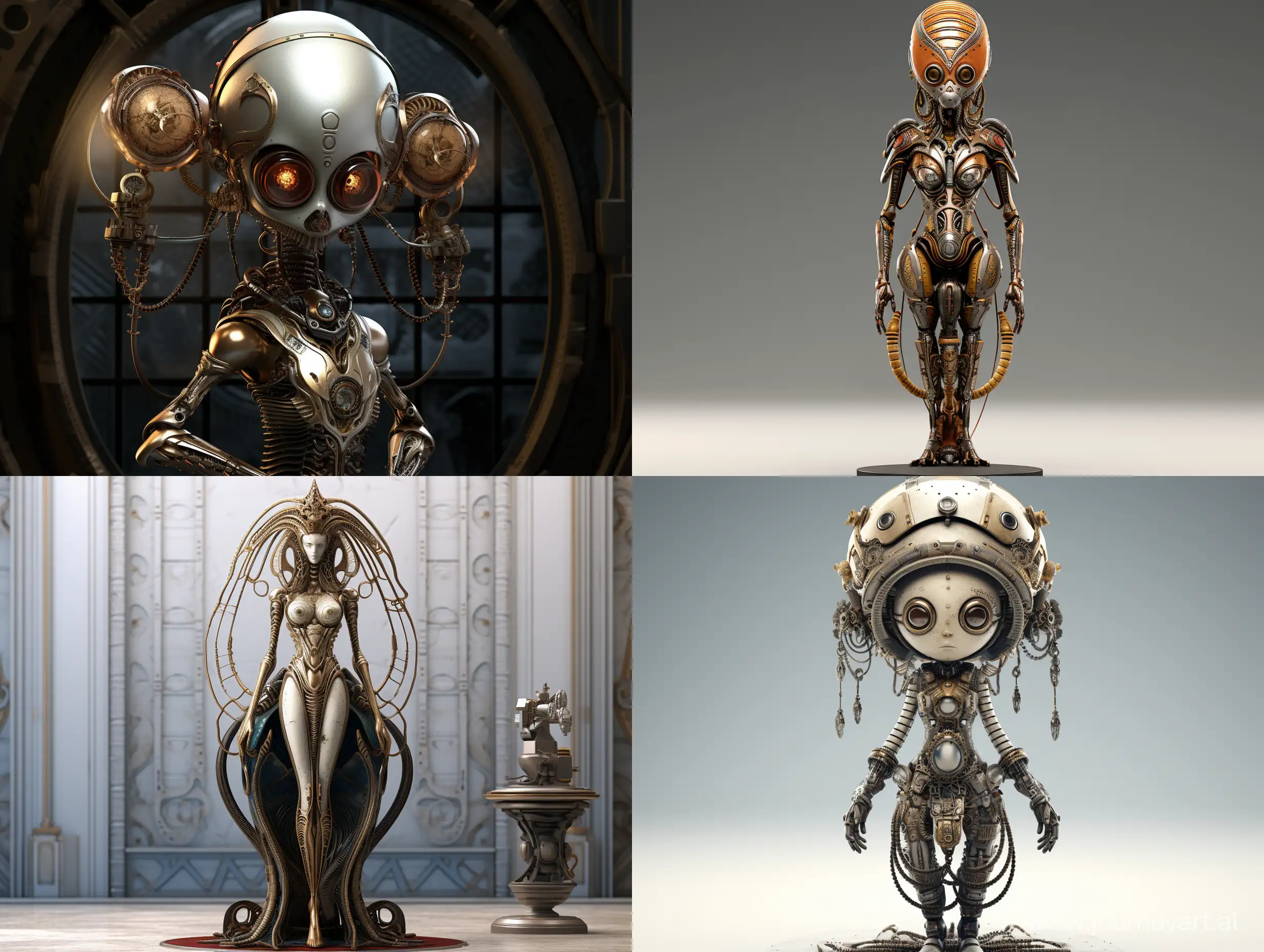 Steampunk-Alien-Character-Statuette-in-Artistic-Display