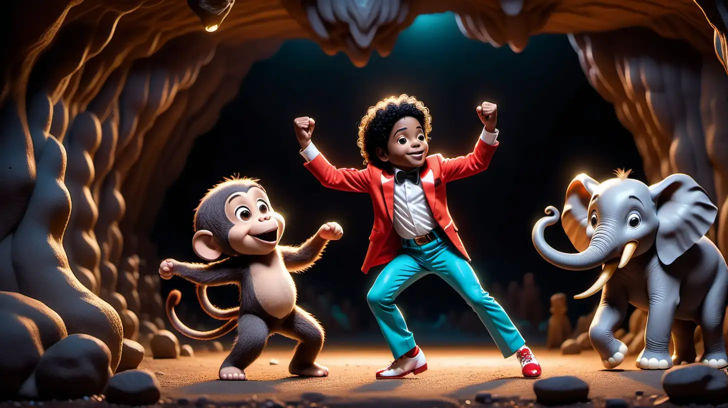 Animated Michael Jackson Tribute Moonlit Cave Dance with a Monkey and Elephant