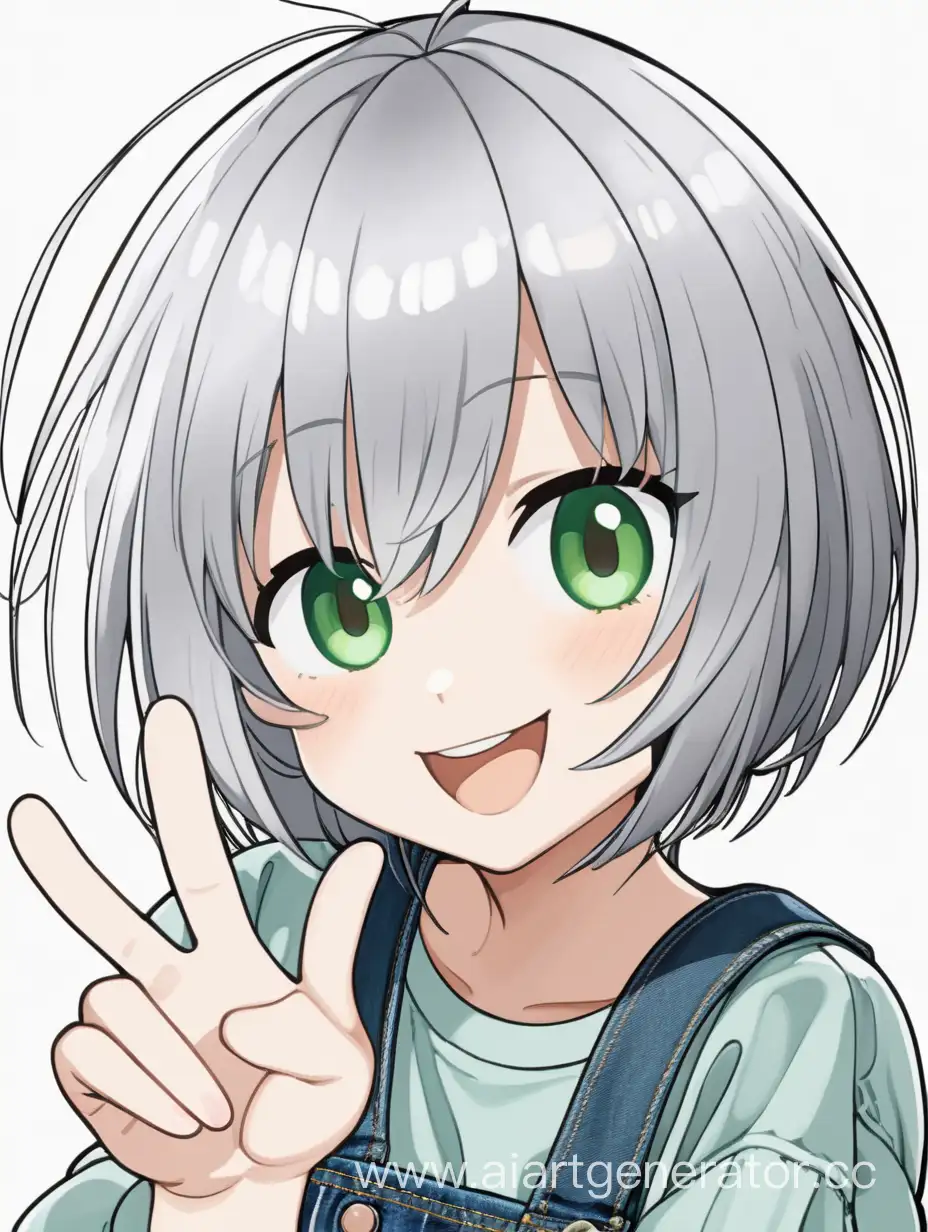 Anime-Girl-with-Silver-Hair-Laughing-and-Waving-Hand-on-White-Background
