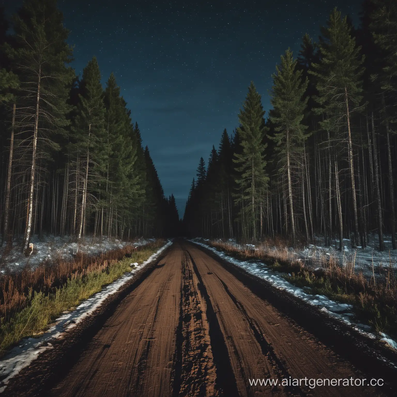 Enchanting-Taiga-Forest-Road-at-Night