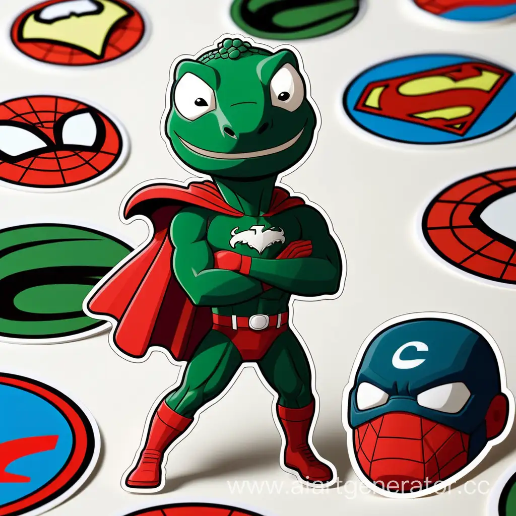 Design a stunning sticker featuring a super hero lacoste in a modern, eye-catching style