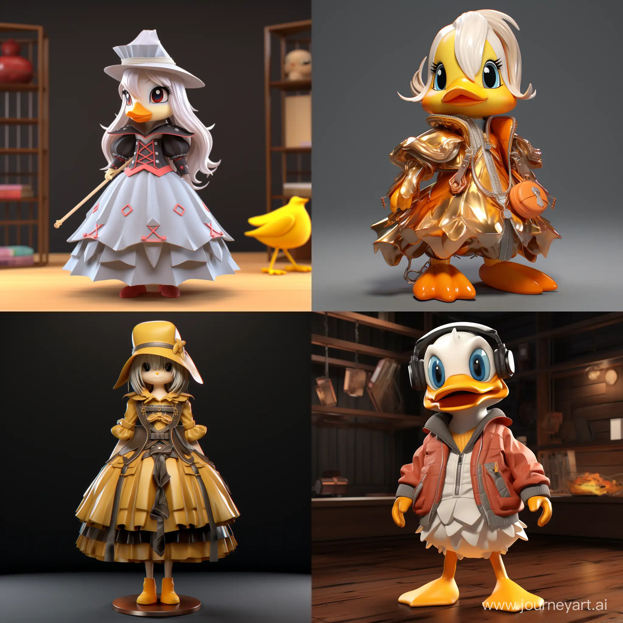 Adorable-3D-Anime-Duck-in-Full-Costume-Standing-Front-and-Center