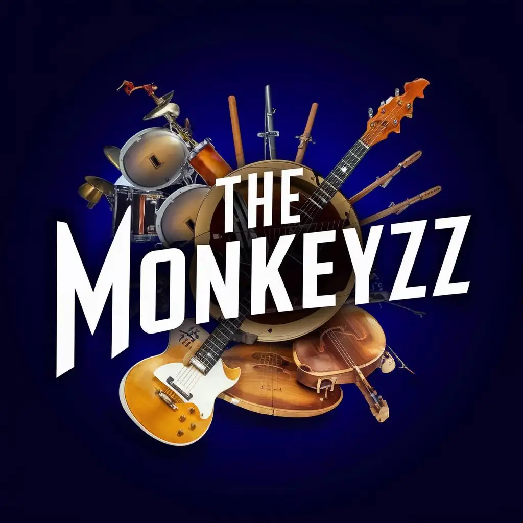 logo, Musical Instruments, with the text "The Monkeyzz", typography, be used in Entertainment industry