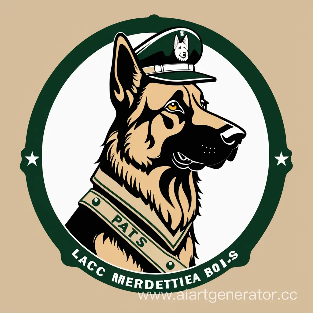 The logo depicts a German Shepherd in a border patrol beret.