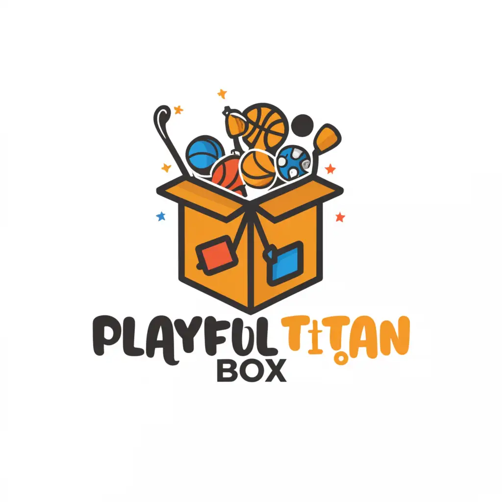 a logo design,with the text "playful titan box", main symbol:kids box multiple sports,Moderate,be used in Sports Fitness industry,clear background