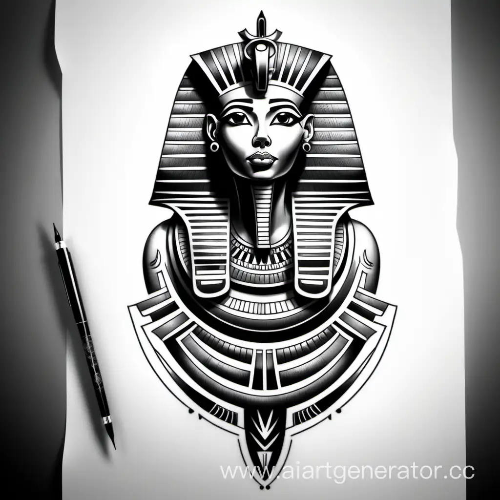 большой эскиз тату в египетском стиле для предплечья