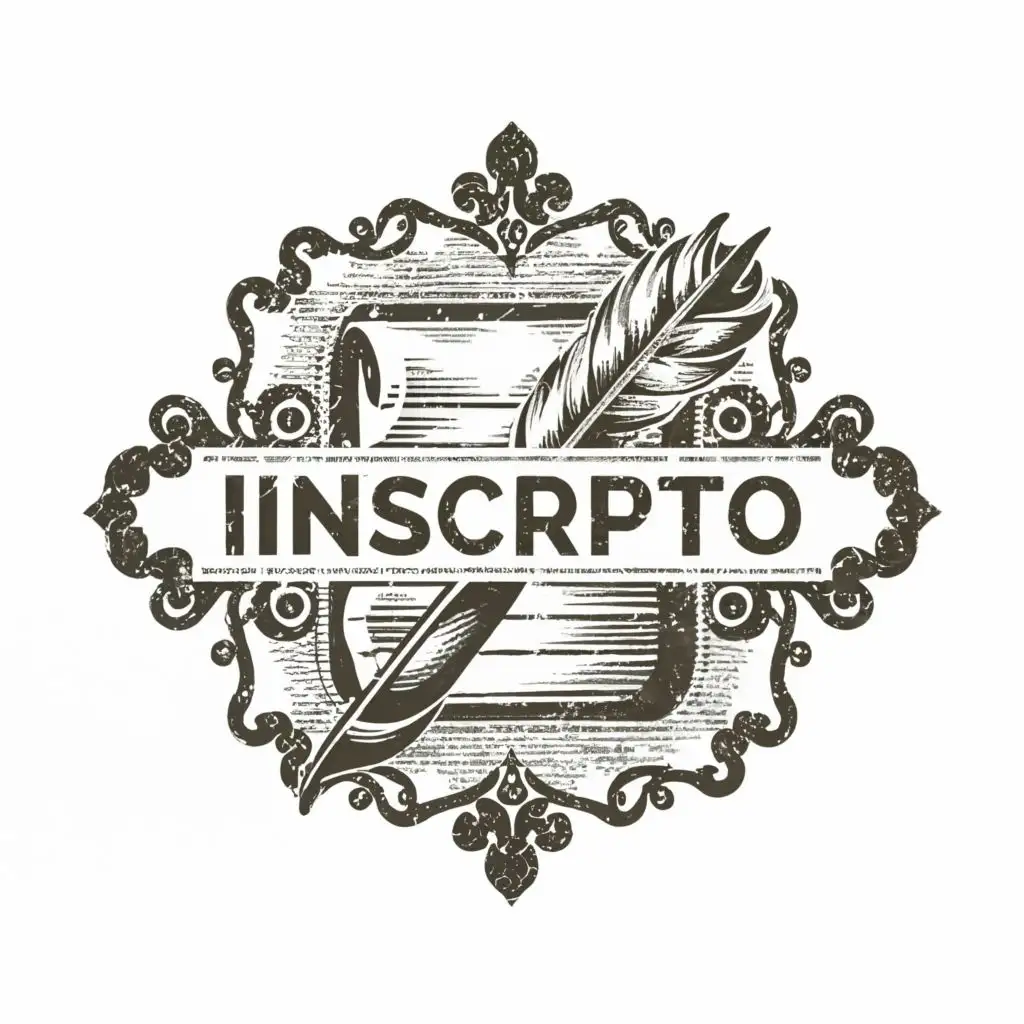 logo, ink and quill, log book, antique, with the text "inScripto", typography, be used in Technology industry