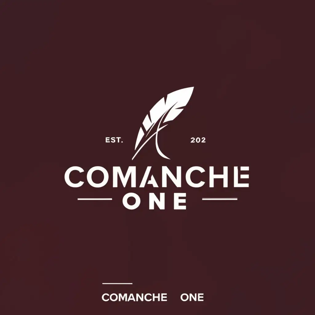 a logo design,with the text 'comanche one', main symbol:feather,minimalist,be used in Finance industry,clear background, black and white