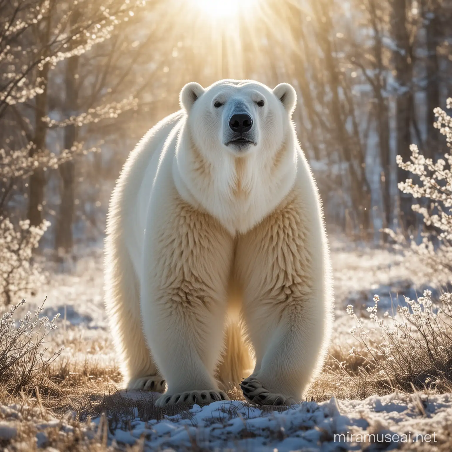 Polar Bear Enjoying Spring Sunshine in a Fantasy Landscape
