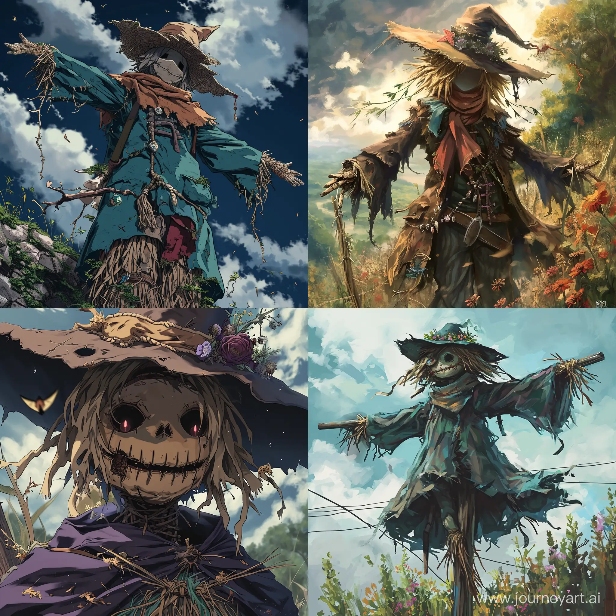 An anime style scarecrow from a fantasy tale.
