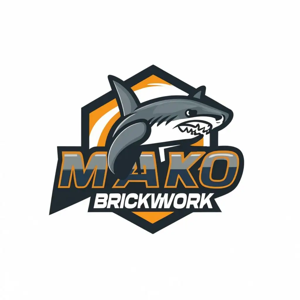 logo, Mako shark, with the text "Mako Brickwork", typography, be used in Construction industry