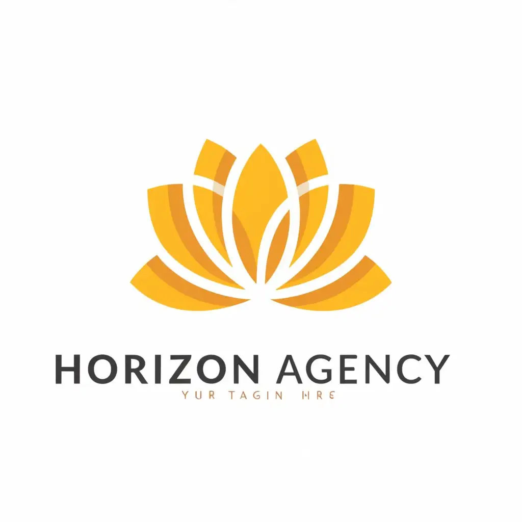 a logo design,with the text 'Horizon Agency', main symbol:yellow colored Lotus,Moderate,be used in Finance industry,clear background