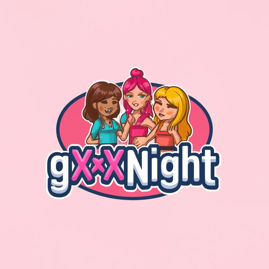 a logo design, with the text GxxxNight, main symbol: Girls Chat Rooms, Moderate, clear background