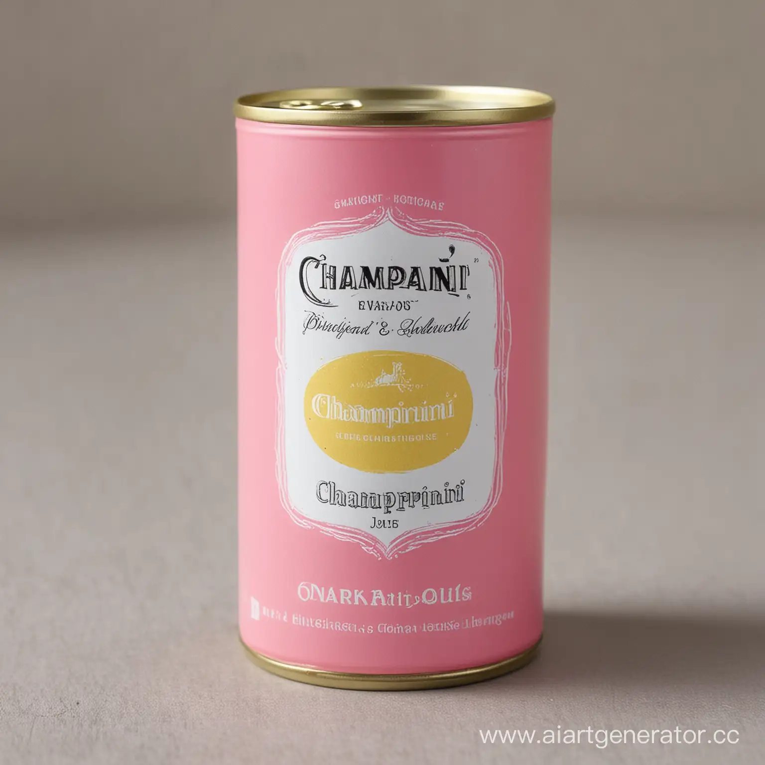 шампанское в жестебанке объемом 0,45 л. название "CHAMPARINI" в розовом и желтом цвете