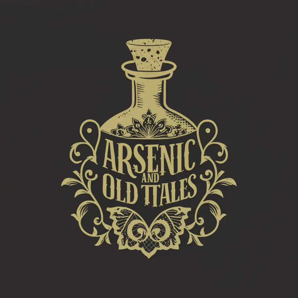 LOGO-Design-for-Arsenic-And-Old-Tales-Poison-Bottle-Wrapped-in-Lace-on-Clear-Background