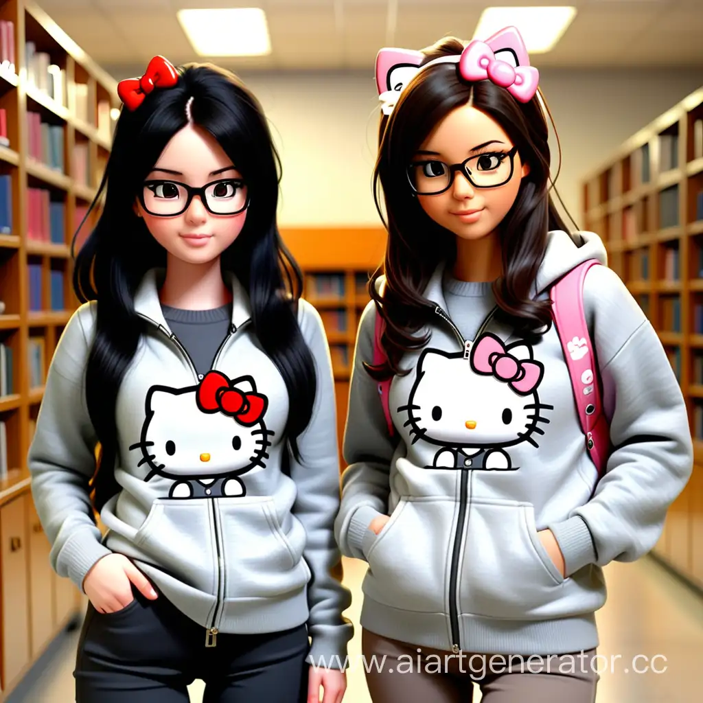 Two-Friends-with-Hello-Kitty-in-College-Attire