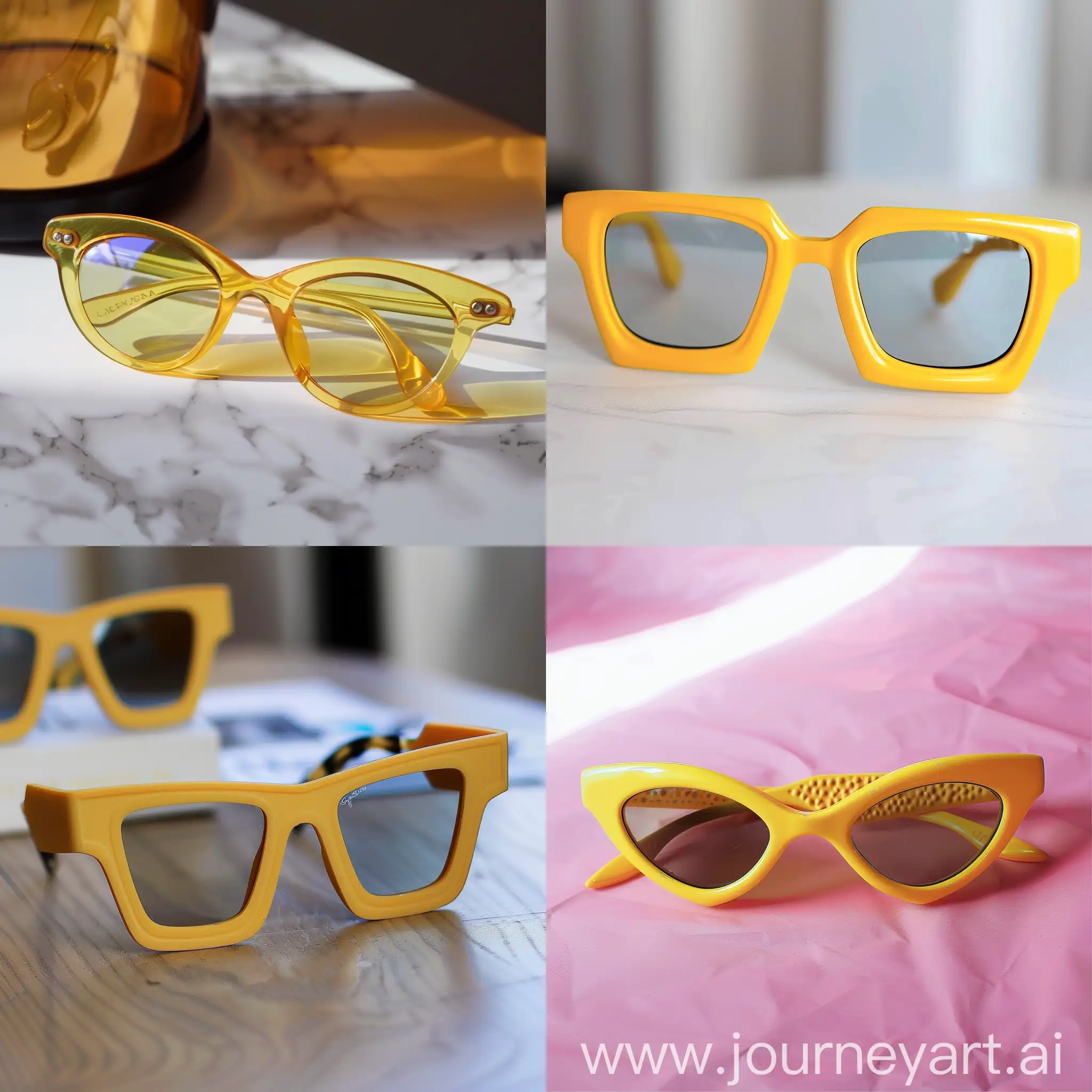 Minimalistic-Yellow-Sunglasses-on-Display
