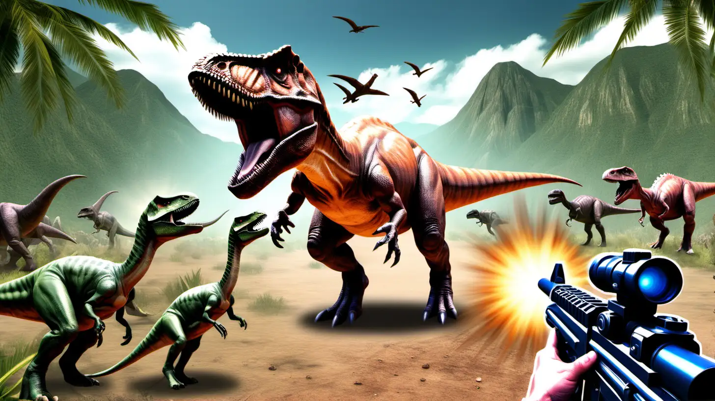  Enjoy dinosaur hunting with simple operation
- Hunt the dinosaurs
- Enjoy hunting in raw backgrounds
- Upgrade your weapons
- Clear different missions for each stage