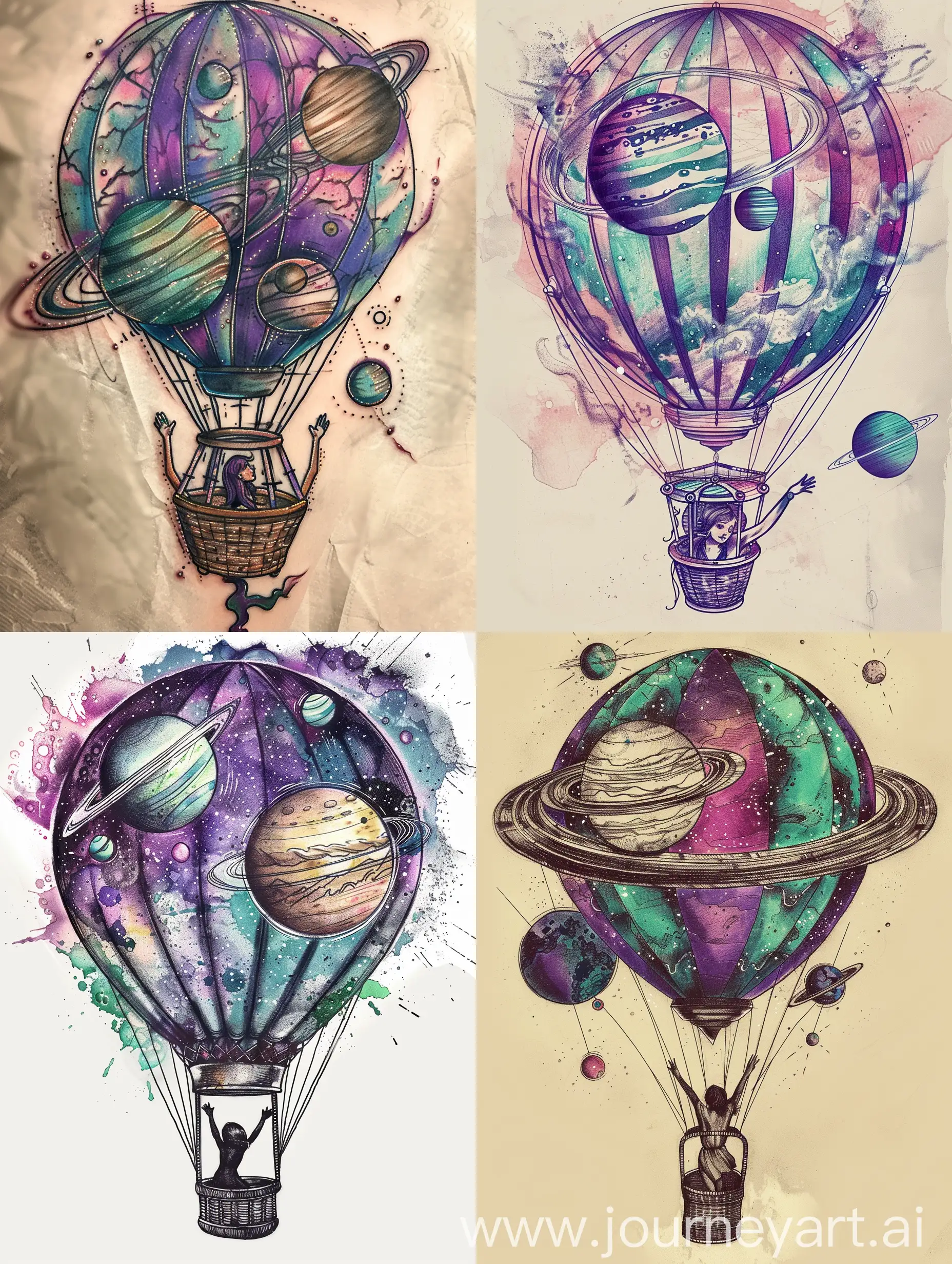 Colorful-Hot-Air-Balloon-Tattoo-Design-with-Planets-and-Reaching-Figure