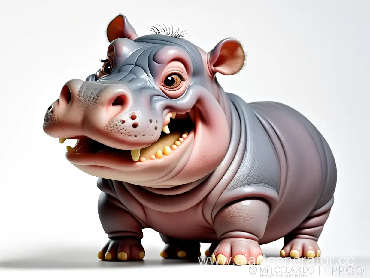  funny little hippo white background