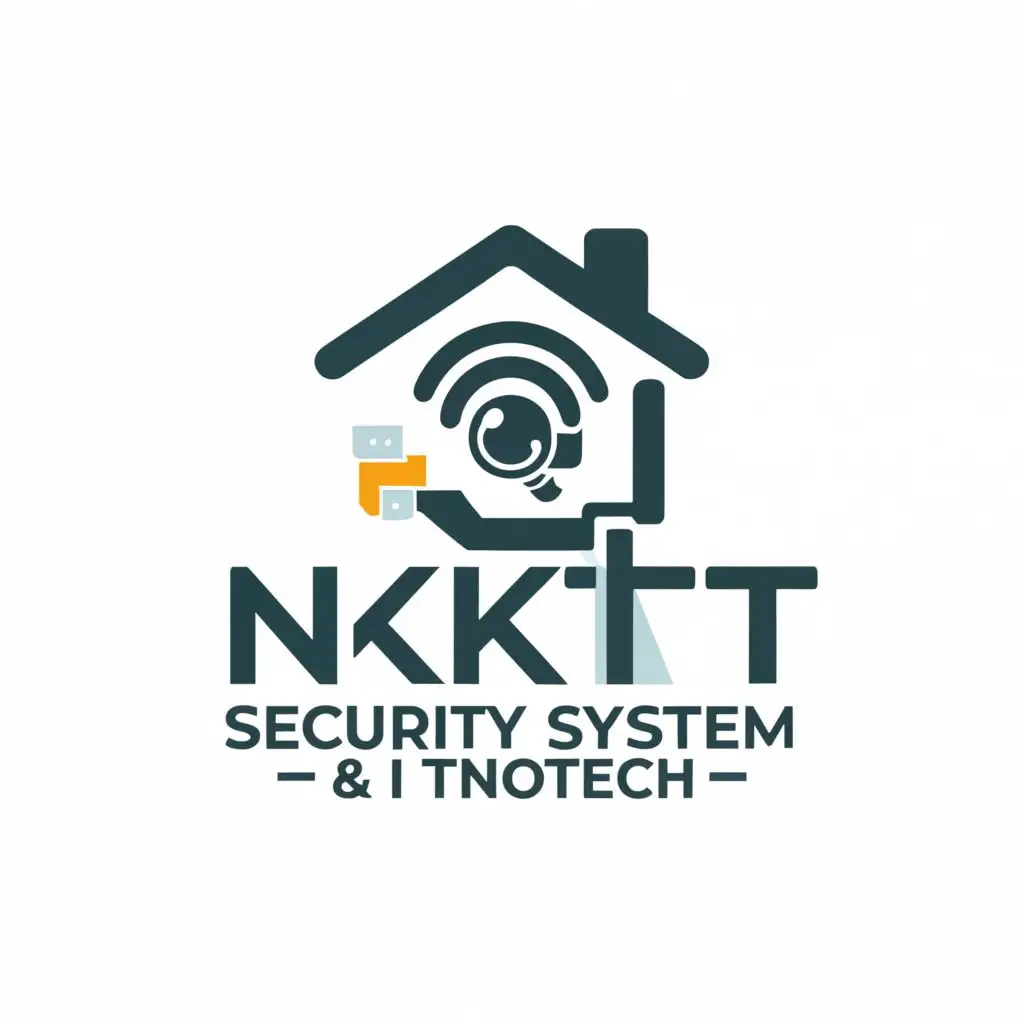 a logo design,with the text "NKT SECURITY SYSTEM & IT INFOTECH", main symbol:HOME AND CCTV ICON, be used in Real Estate industry