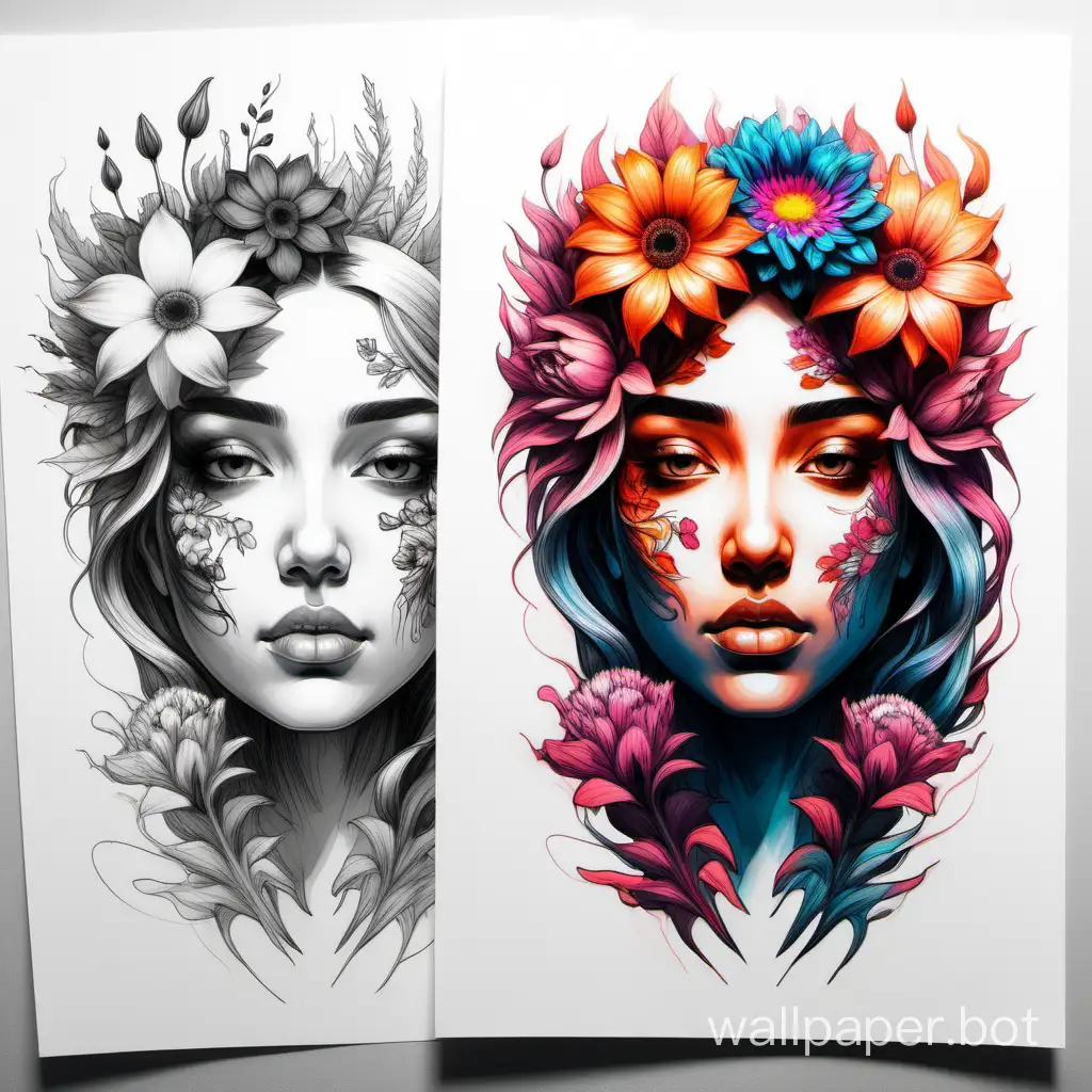 Edgy-Surrealism-Double-Vision-Hypercolored-Flowers-and-Human-Faces-Inspired-by-Tanya-Shatseva-and-Rupi-Kaur