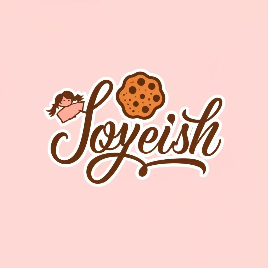 logo, cookies, bite, cake, joy, girl, with the text "joyeish", typography, be used in Restaurant industry