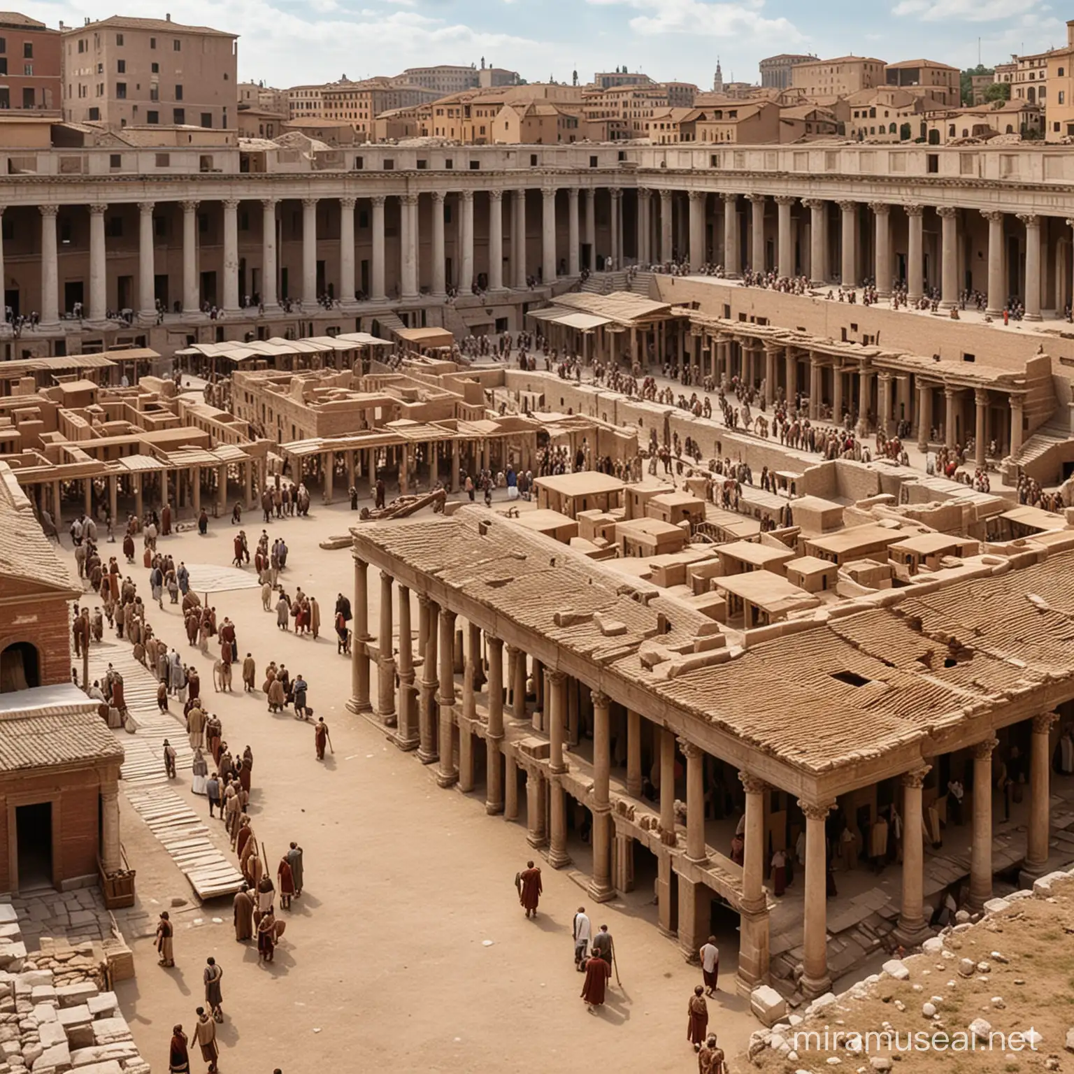show me a reconstruction of the trajan markets in use in the roman period
