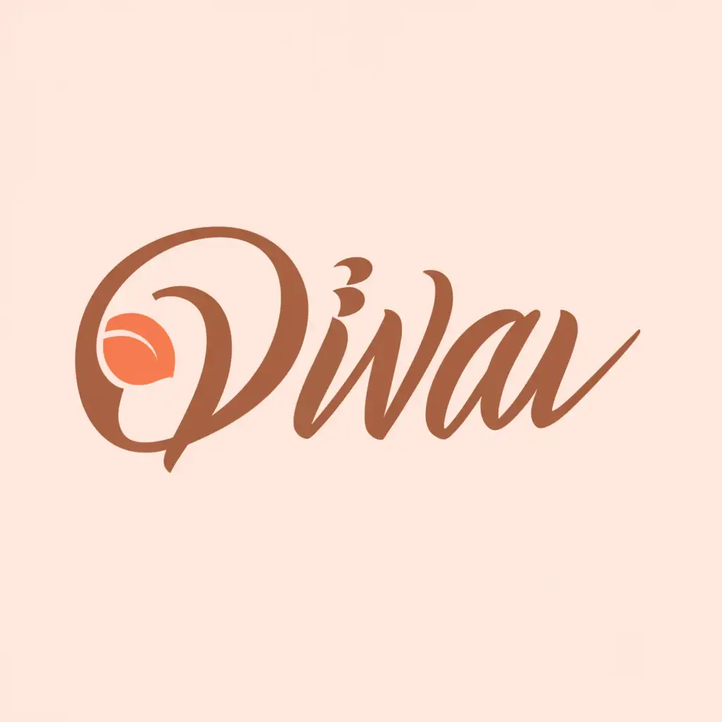 a logo design,with the text "Diva", main symbol:peach,Minimalistic,clear background