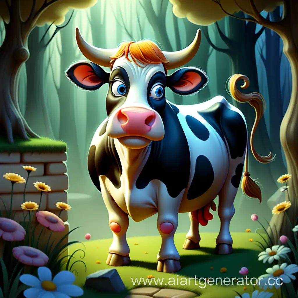 Корова из сказки крассочно нарисованная 
