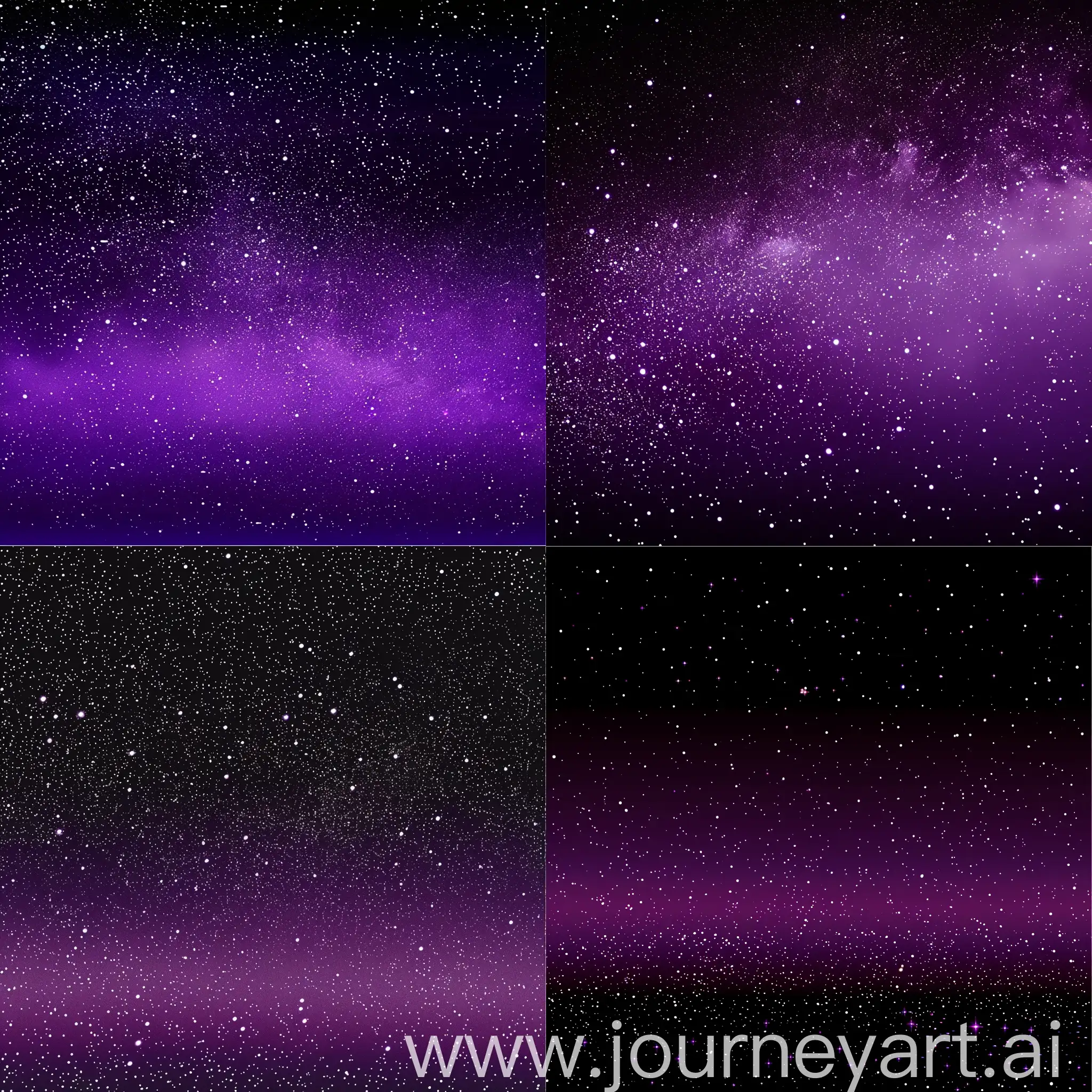 The background is a starry sky in a purple gradient from black to dark purple
