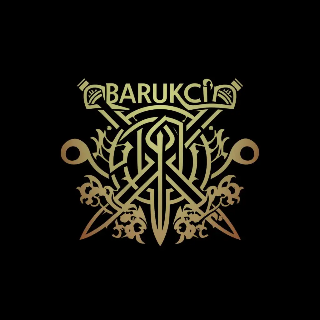 a logo design,with the text "Barukčić", main symbol:Warrior,complex,clear background