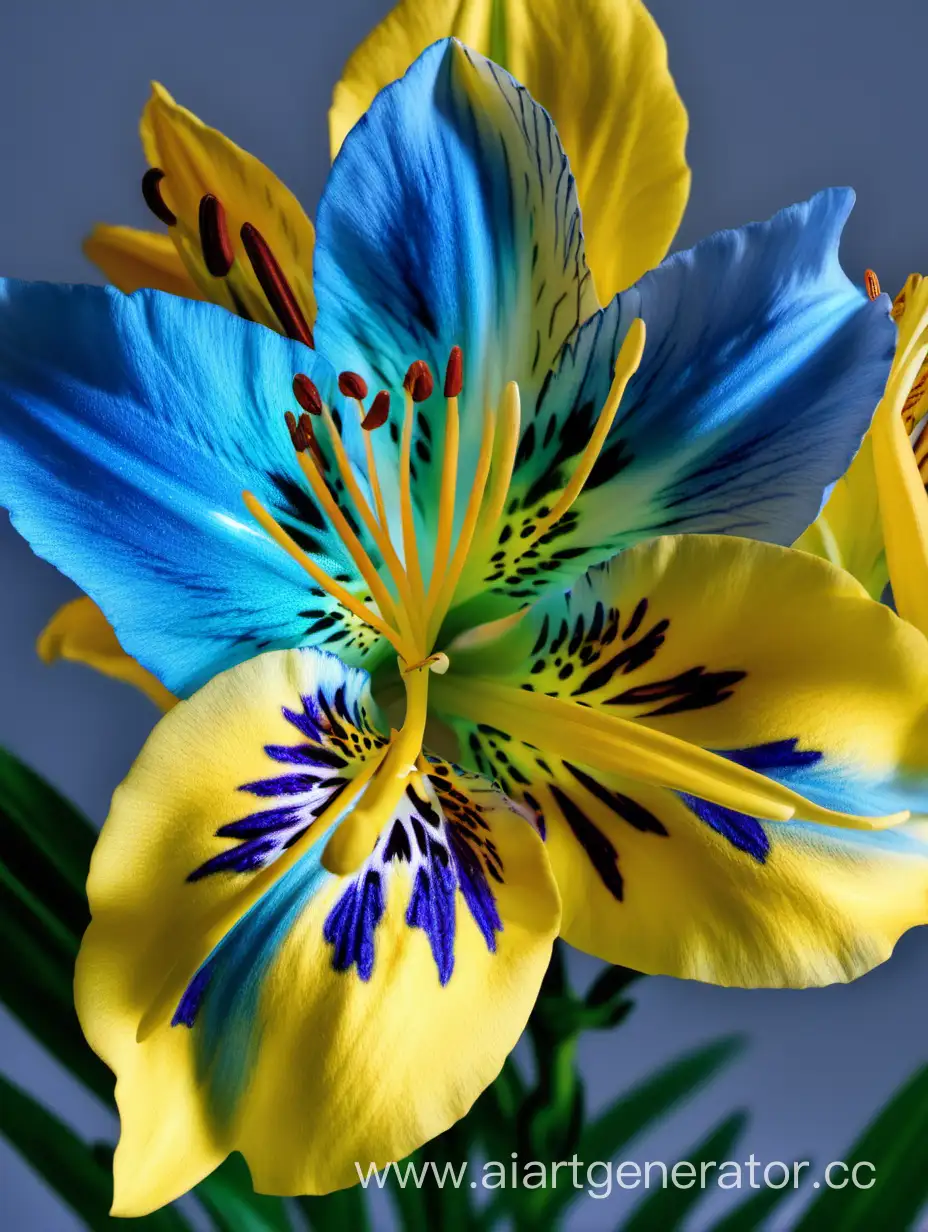 Vibrant-CloseUp-of-Blue-Alstroemeria-Flower-with-Yellow-Highlights