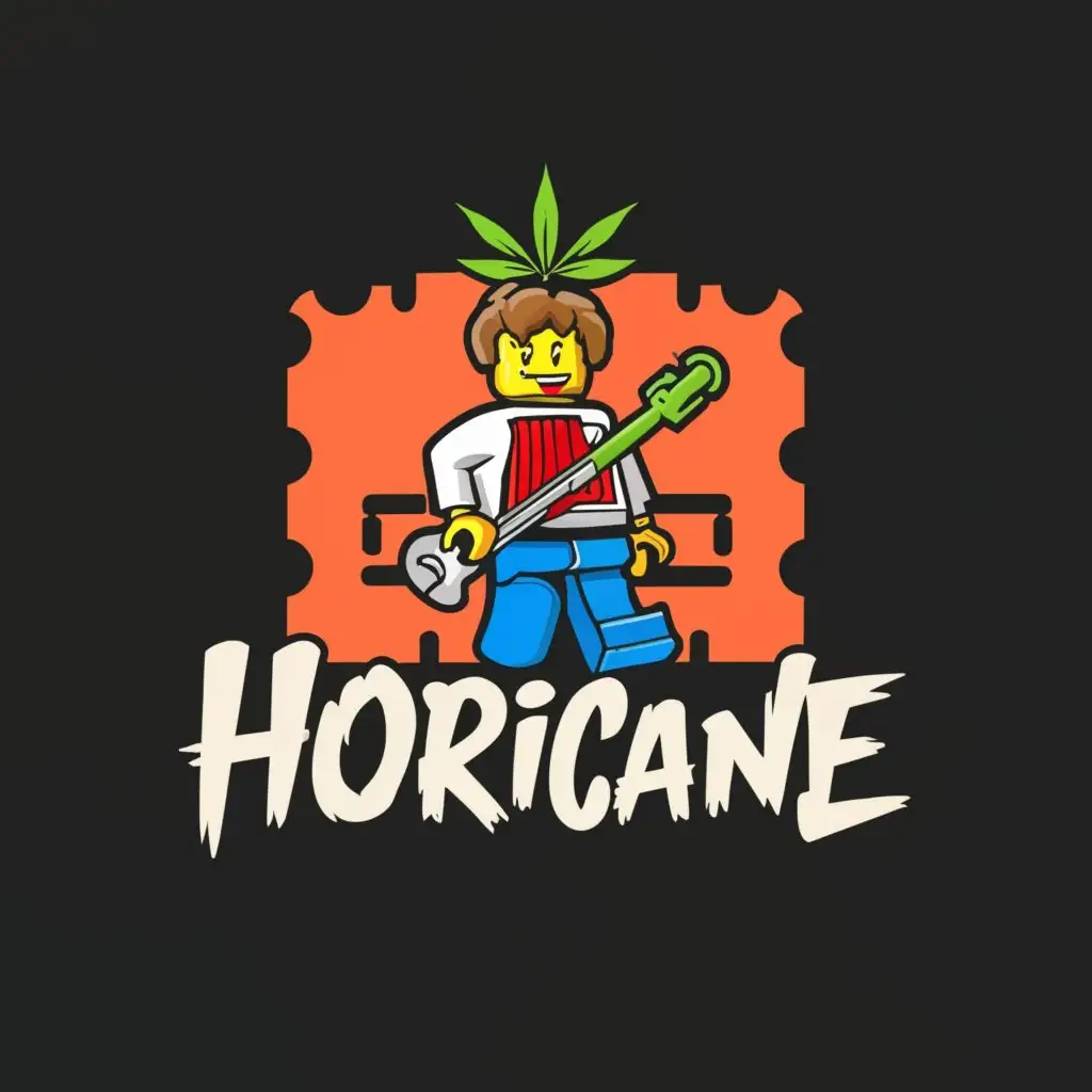 a logo design,with the text "h00ricane", main symbol:band music singer guitar punk rock drums weed lego,Moderate,clear background