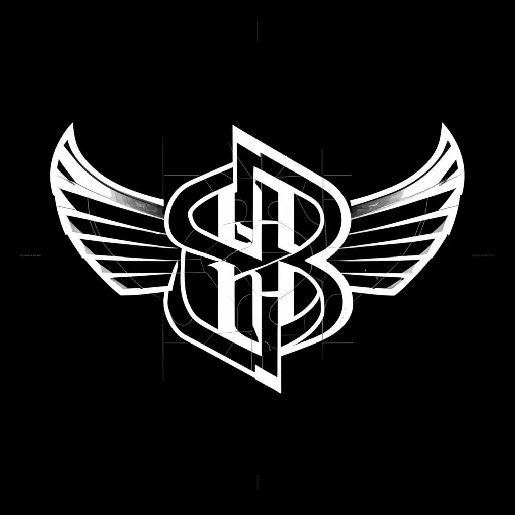 a logo design,with the text "S B", main symbol:Demon
Angel
Wings
Grafitti
,Moderate,clear background