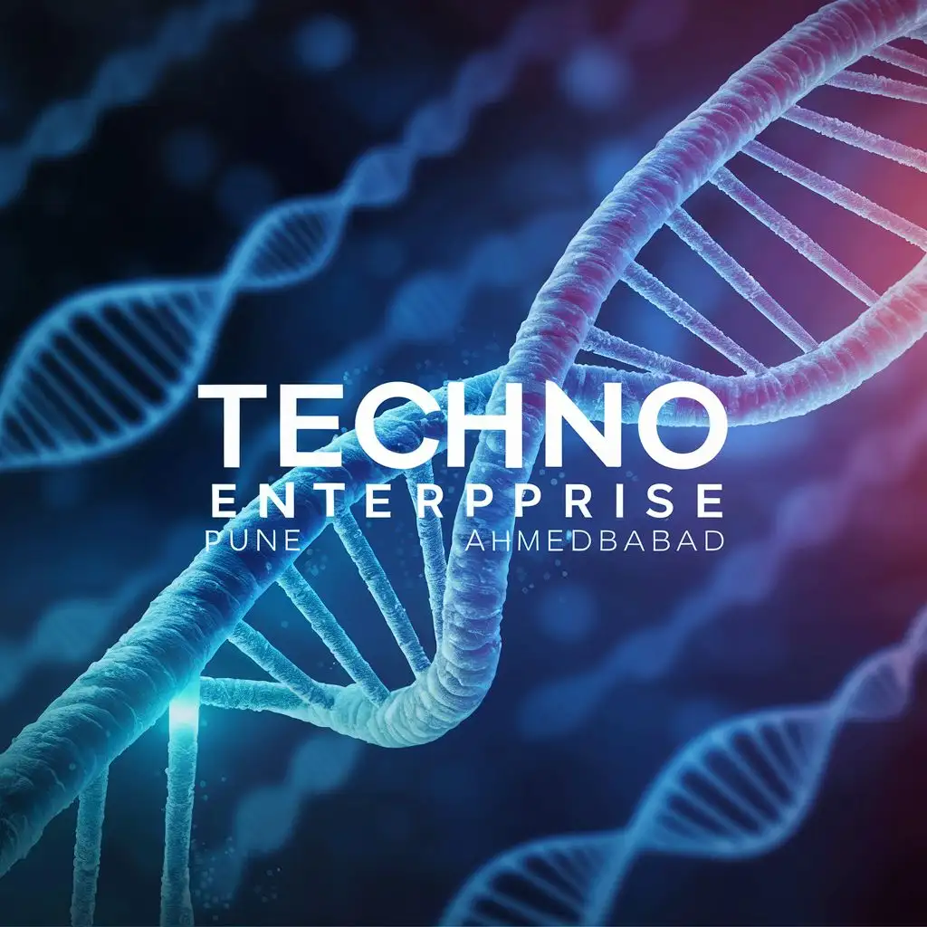 logo, DNA, with the text "TECHNO ENTERPRISE
PUNE l AHMEDABAD
", typography, be used in Technology industry