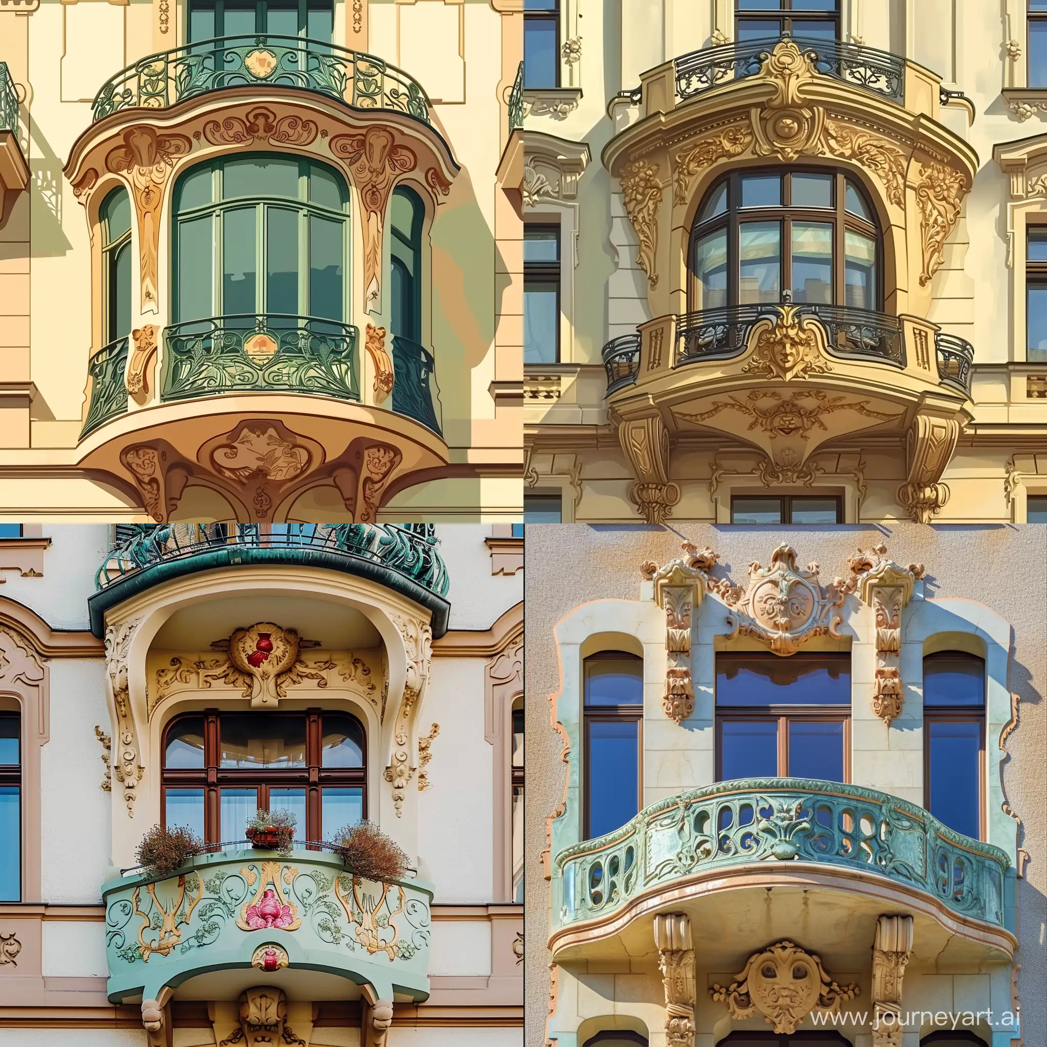 Charming-Art-Nouveau-Style-Balcony-on-an-Old-Building