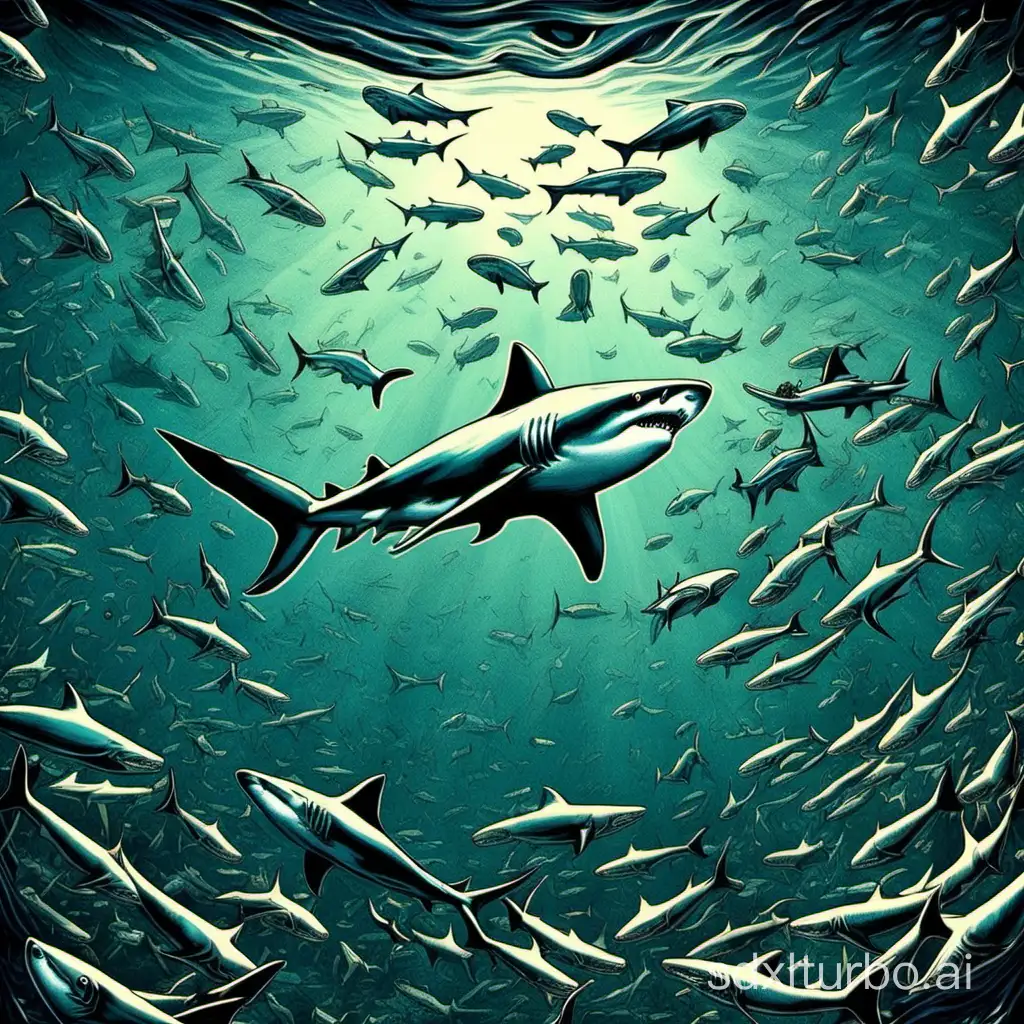 Futuristic-Deep-Sea-Encounter-Sharks-and-Small-Fish-in-Science-Fiction-Scene