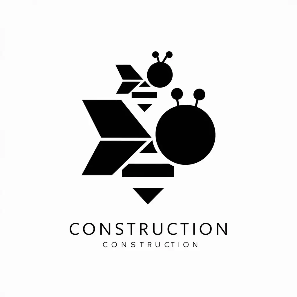 Bee with simple geometric bodies as a logo for a construction company