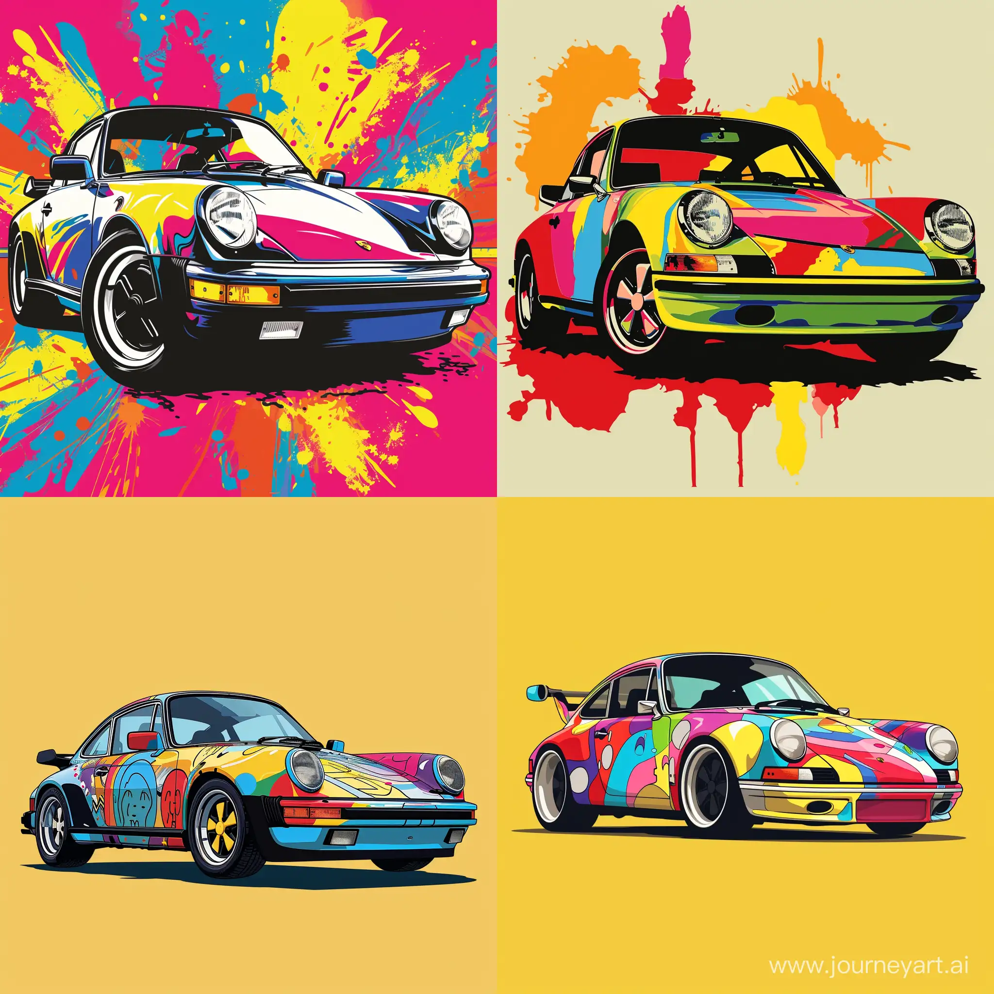  artist Keith Haring pop art style design of a  porsche 911